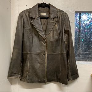 Vintage Valerie Stevens  Brown Distressed Leather Jacket Size L